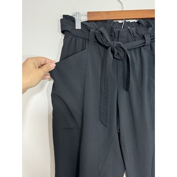 Athleta Skyline Travel Pants Paper Bag High Waist Tie Belted Black Activewear 10 - Picture 7 of 10